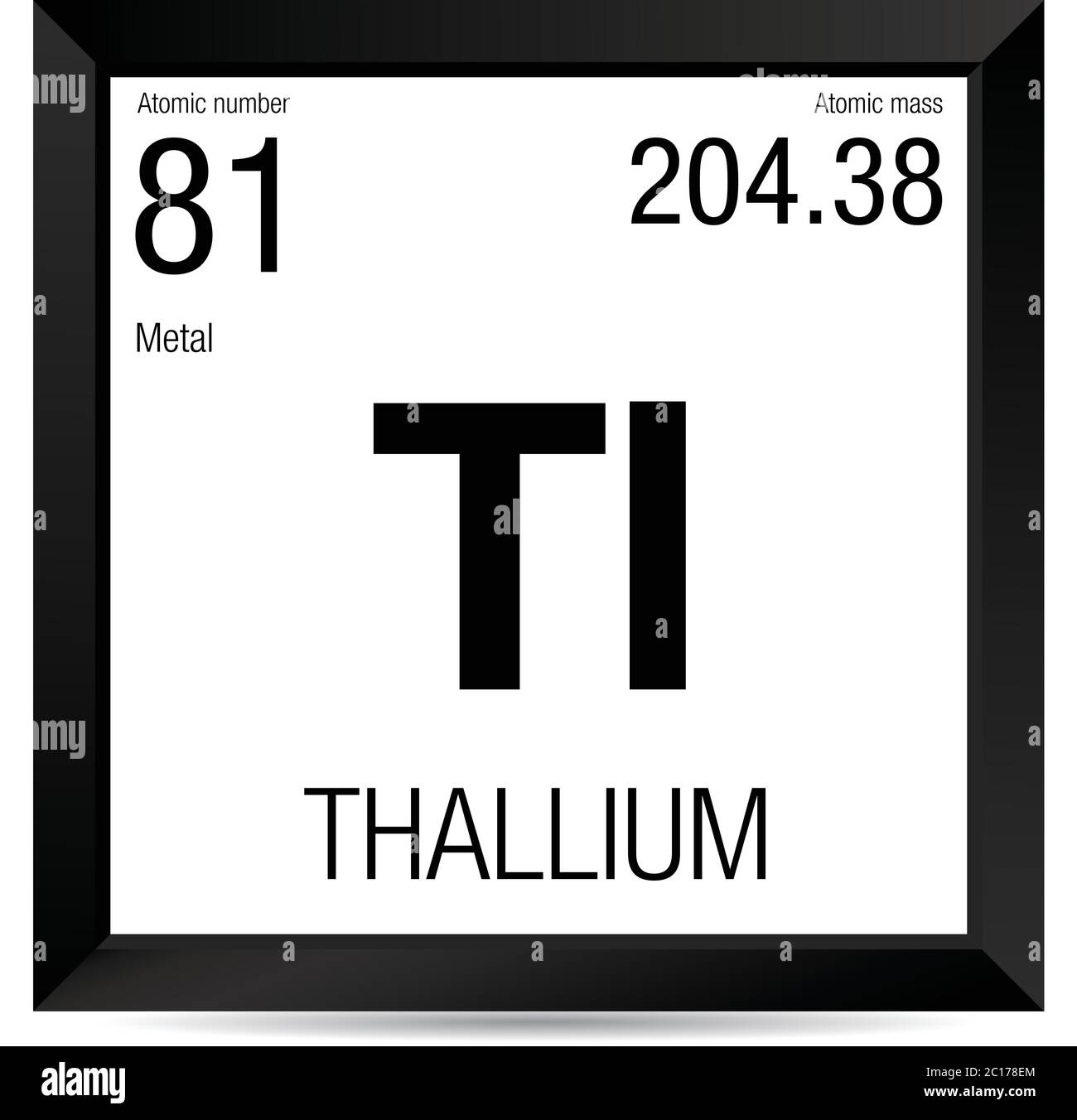 Symbole De Thallium Élément Numéro 81 Du Tableau Périodique Des éléments Chimie Cadre Carré 2458