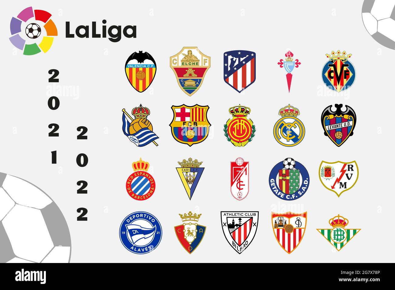 Logos de toutes les équipes de la LaLiga espagnole Image Vectorielle