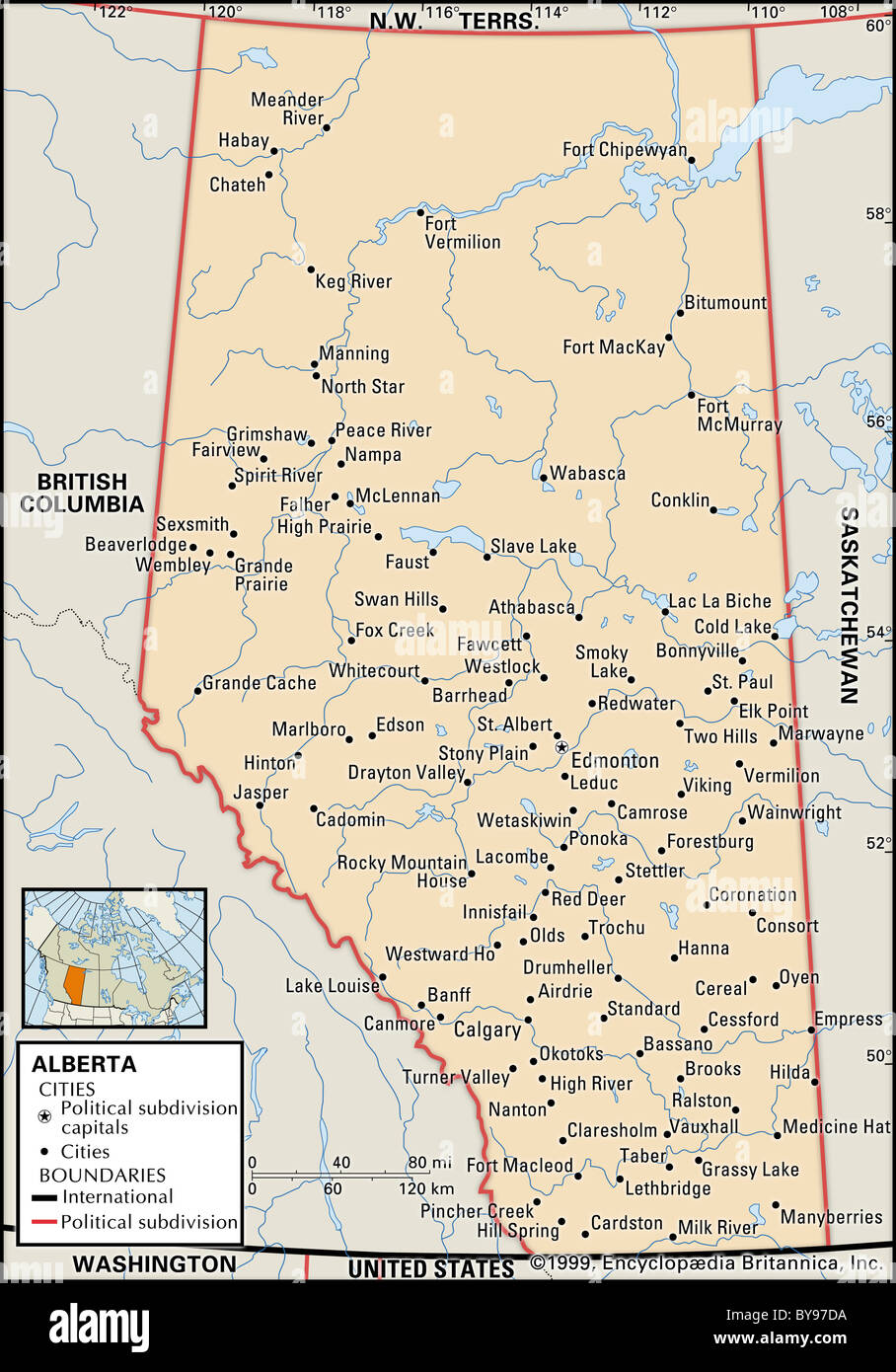 Carte Politique De L Alberta Photo Stock Alamy