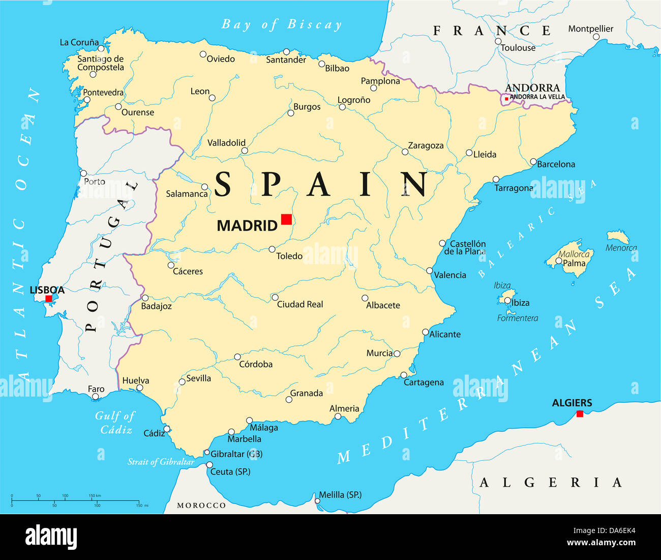 Carte Politique de l'Espagne Photo Stock - Alamy