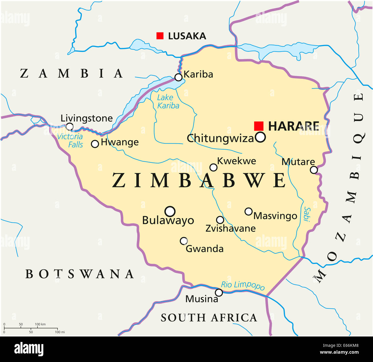 Carte Politique Du Zimbabwe Harare Avec Capital Avec Les Frontières Nationales La Plupart Des 3046