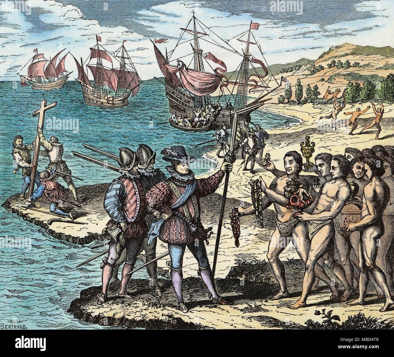 Histoire De Lamerica Columbus Le 12 Mai 1492 Christophe Colomb érige La Croix Et Investit