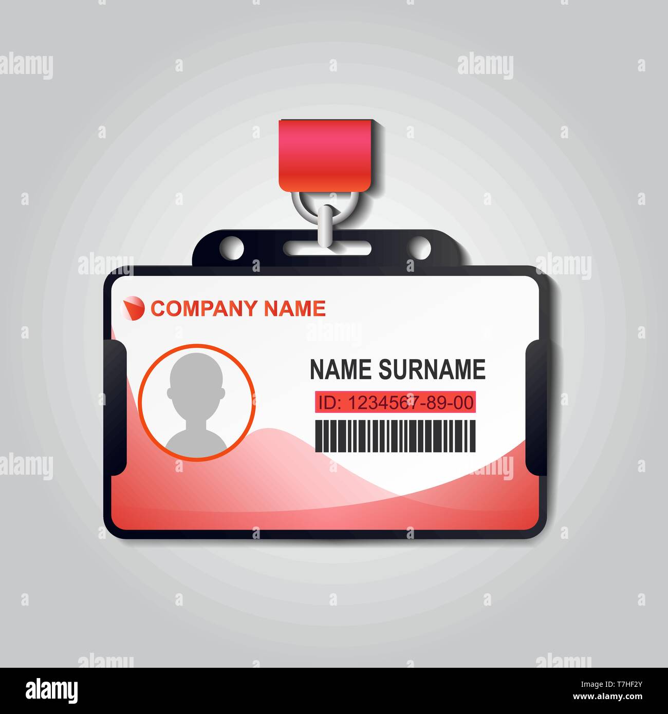 ID badge carte plastique réaliste avec cordon vecteur. Maquette d'Identiry illustration design 